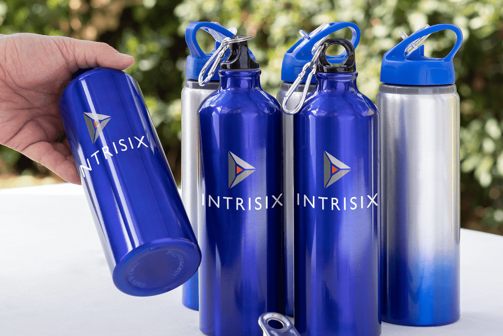 Aluminum water bottle in blue