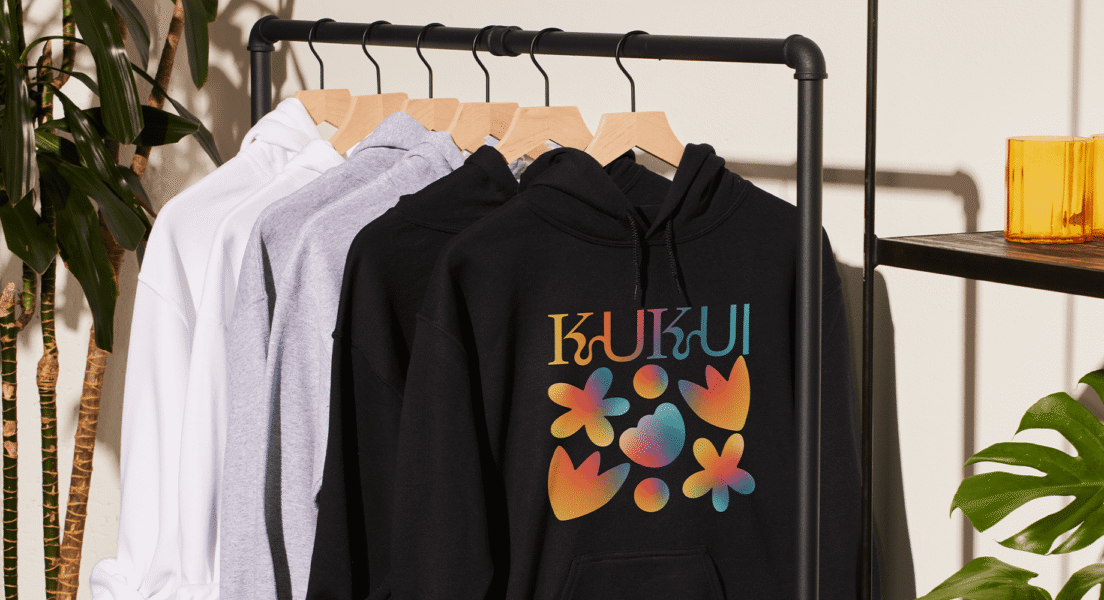 Best blank hoodies displayed on clothing rack with custom print design ready for branding and printing