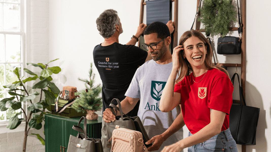 Custom branded apparel and printed shirts displayed in studio showing tshirt design ideas for small business merchandising