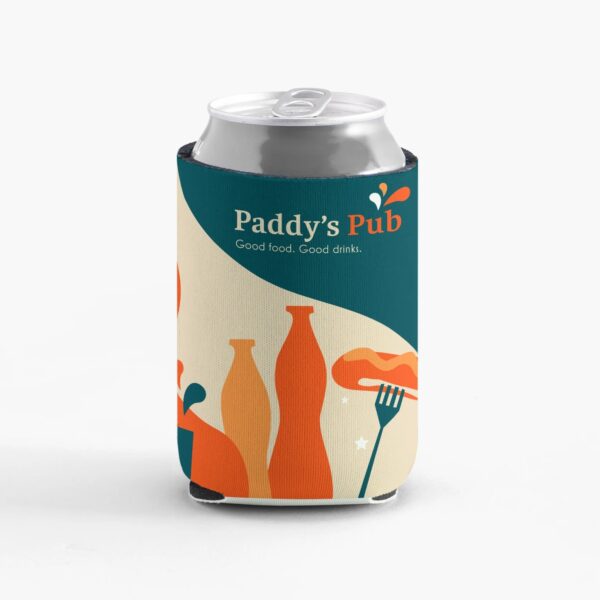 Branded can cooler used as a promotional product for a pub