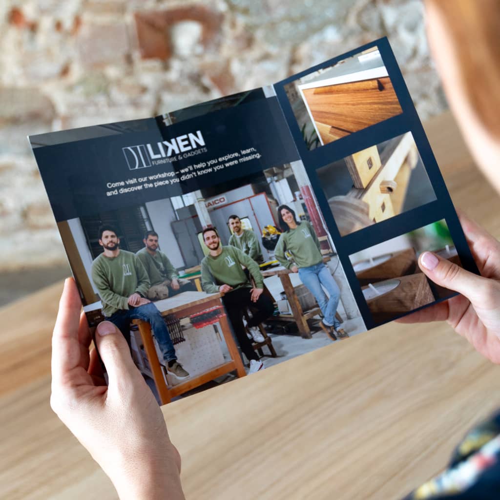 Carpentry furniture business tri-fold brochure example