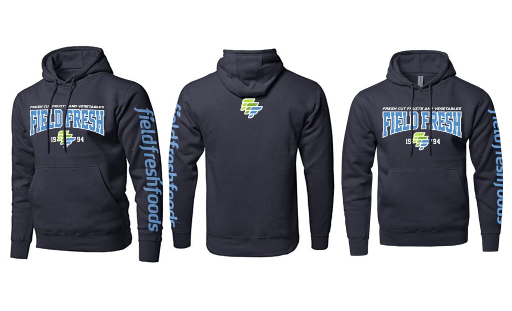Branded hoodie design idea with a chest and sleeve design