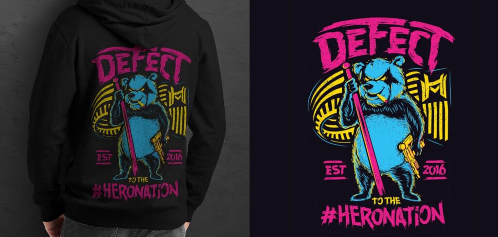 Pullover hoodie design with a large graphic on the back