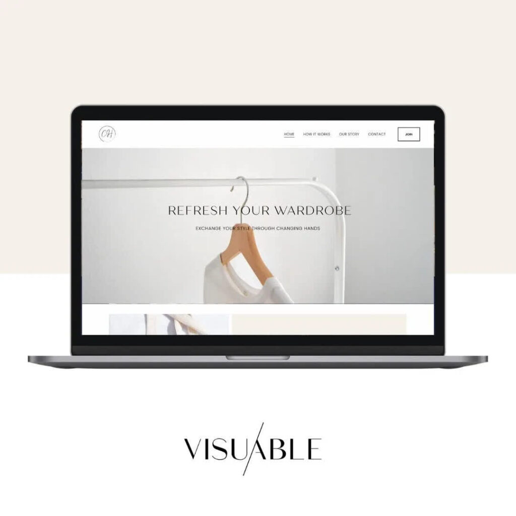 E-commerce fashion website on laptop screen, demonstrating how to grow a clothing brand online through a clean, user-friendly digital storefront