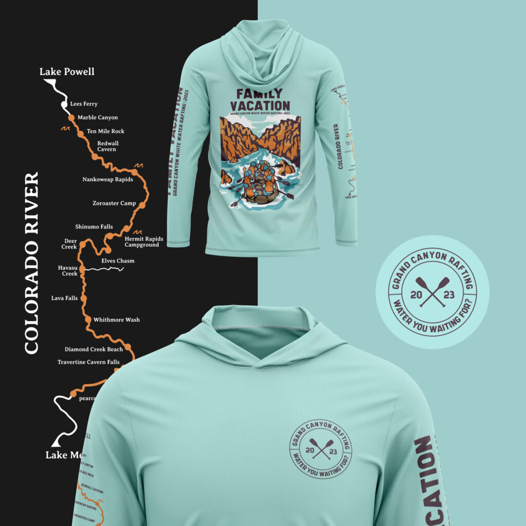 Hoodie design idea for a grand canyon rafting company