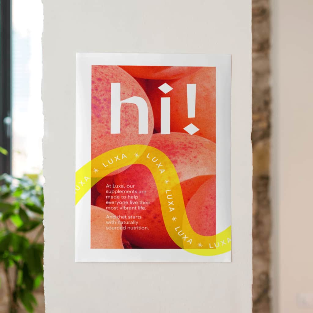 A printed poster design for a health supplement brand