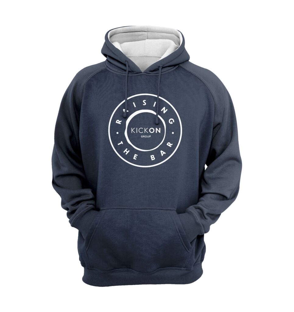 Pullover hoodie design with a large logo on the front