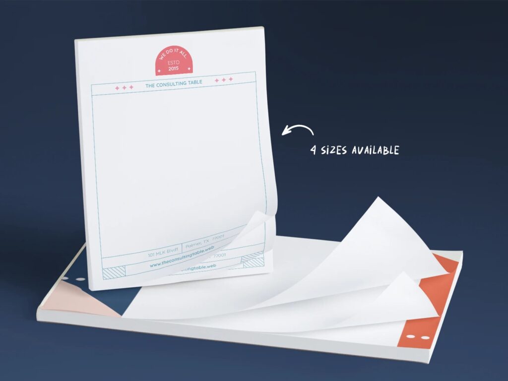 Branded notepads available in different sizes – promotional products for event giveaways