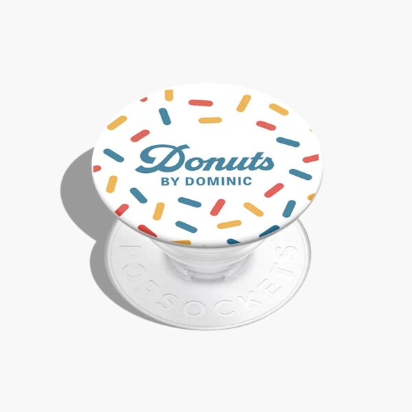 Branded pop socket (phone grip) with the brand logo and patterns