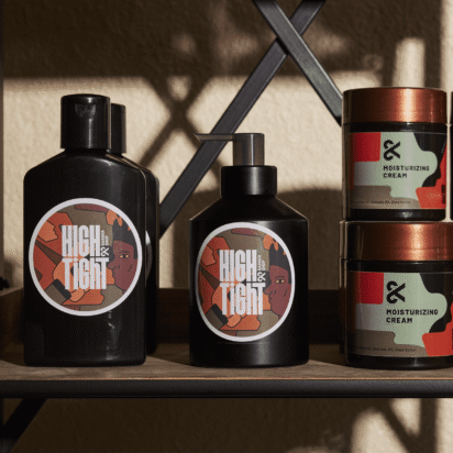Types of labels example on cosmetic product packaging with custom branded jars and bottles
