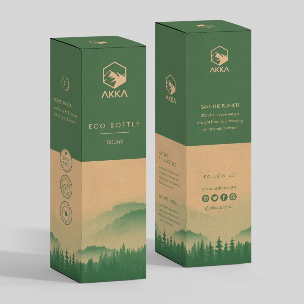 Eco bottle cardboard packaging.