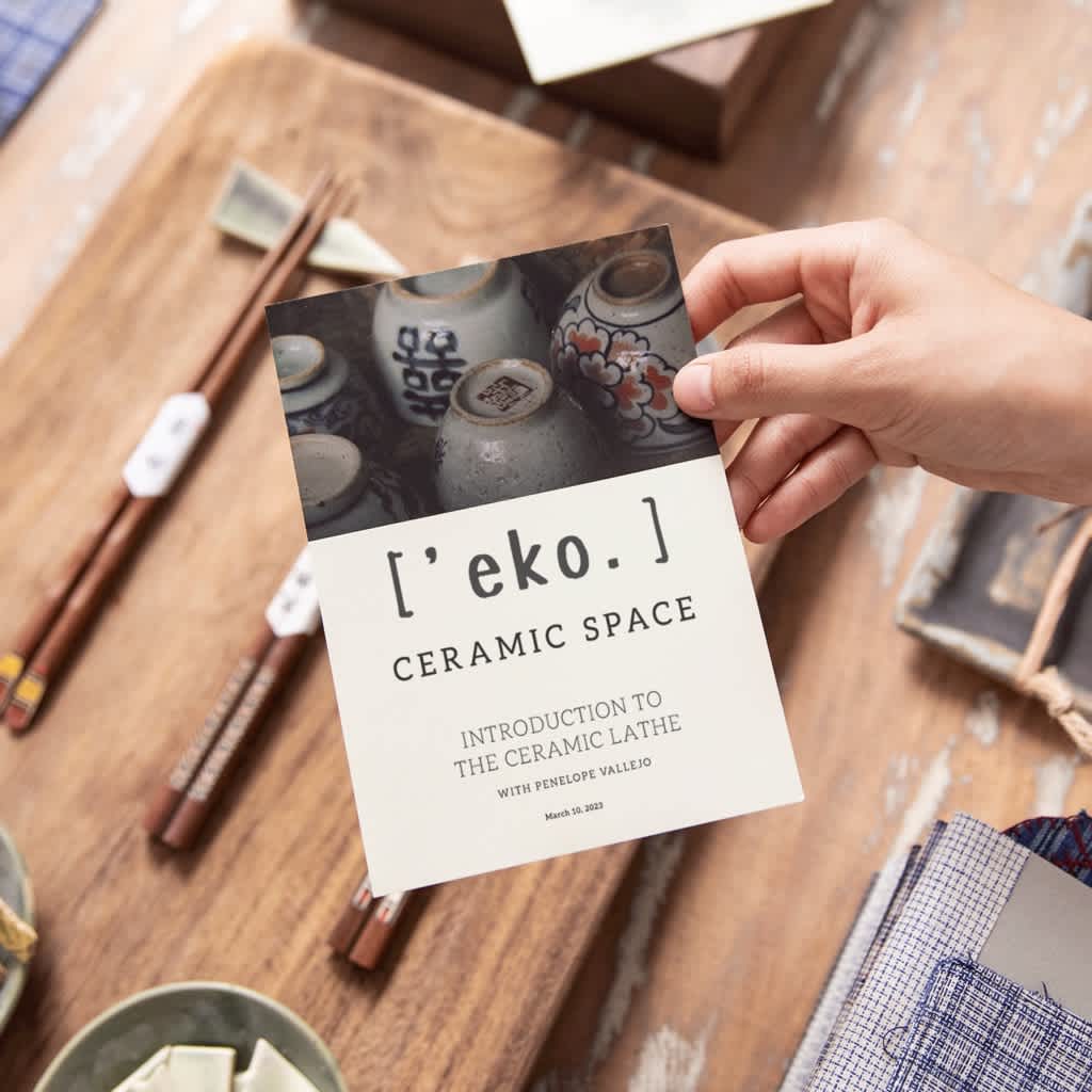 A poster for a ceramic business using a range of clear fonts on a flyer.