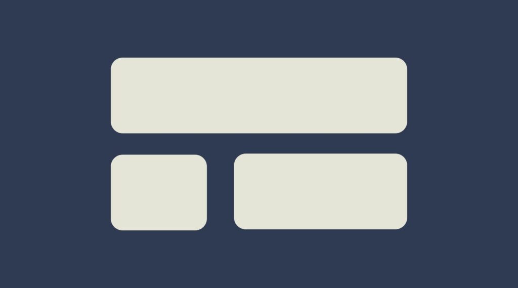 Visual representation of the design principle White Space features a group of different size rectangles spaced evenly on a background of navy blue.