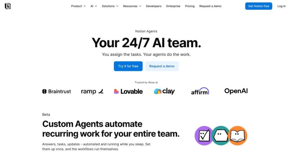 Black on white color contrast design example from the Notion homepage]