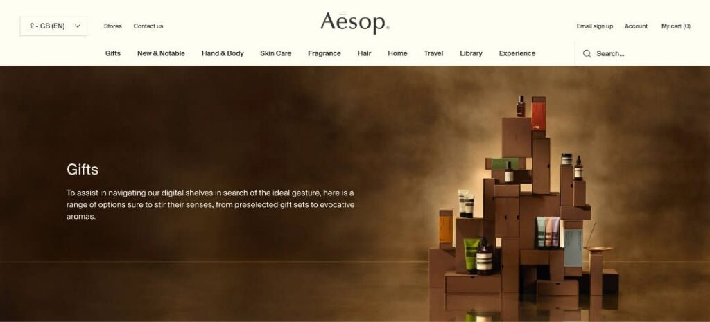 Dark brown on cream website color contrast design example.