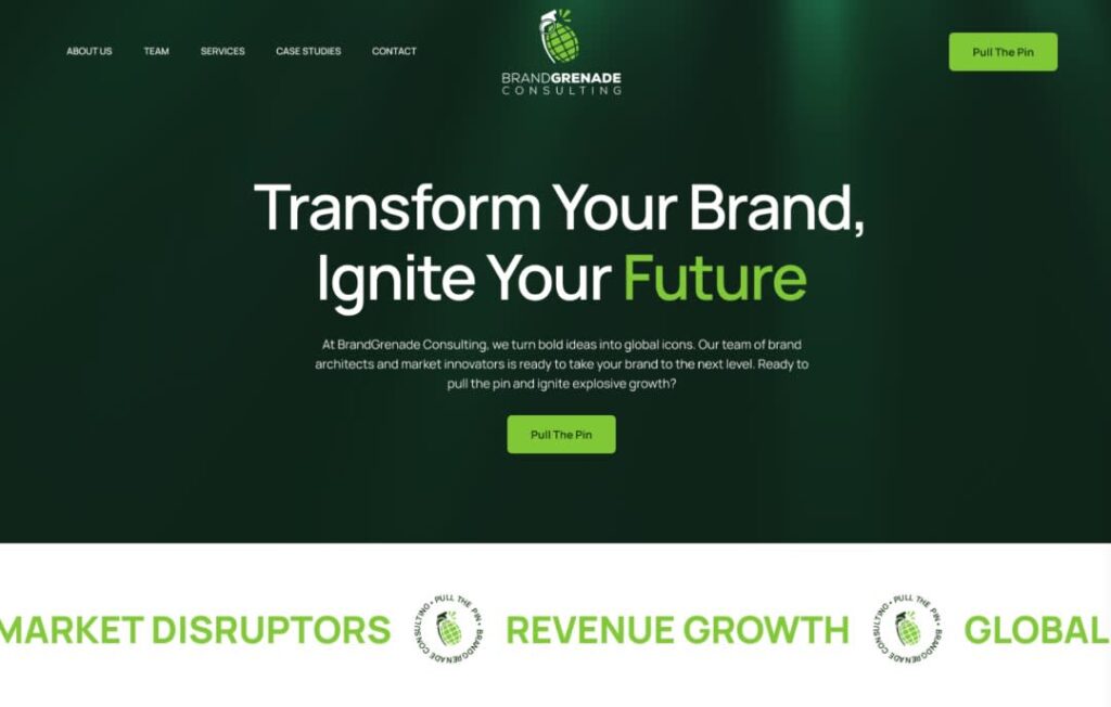 White on forest green website color contrast design example.
