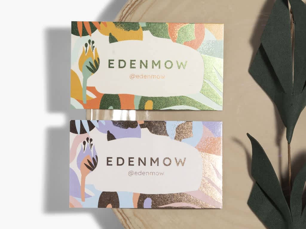 Illustrated business cards with the Instagram handle as the main contact information.