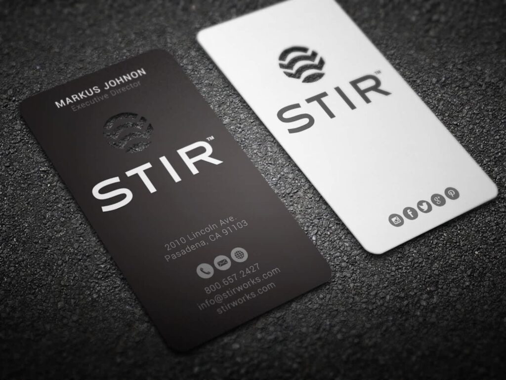 STIR business card design.