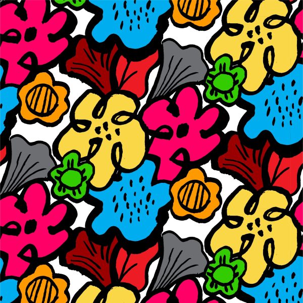 Bright floral pattern design using Box of Crayons color trends