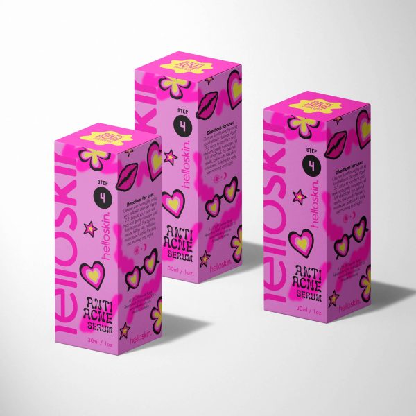Pink and yellow skincare packaging design Electric Flamingo color trend