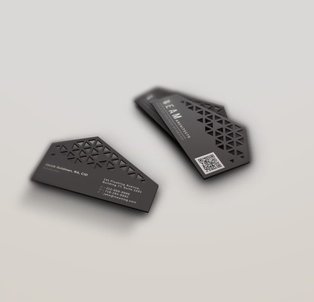 Skyline-shaped black business card