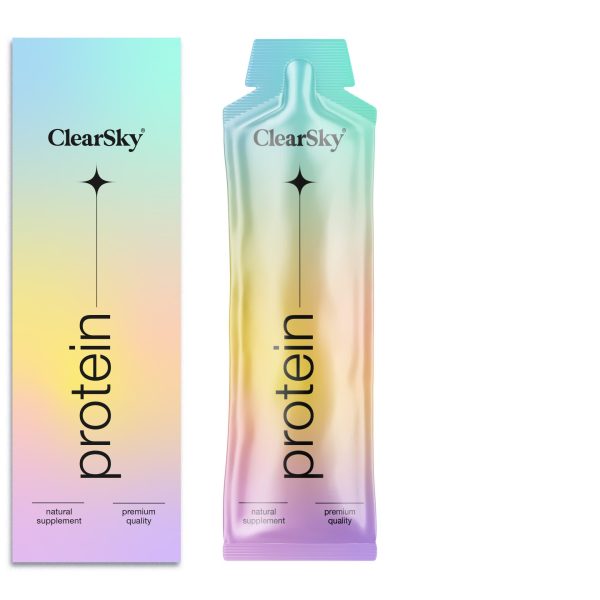 Supplement packaging that taps into the Sunset Gradients packaging design trend 2025