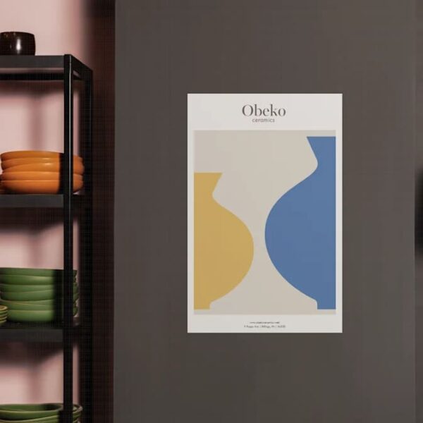 Wall poster for a ceramics business.