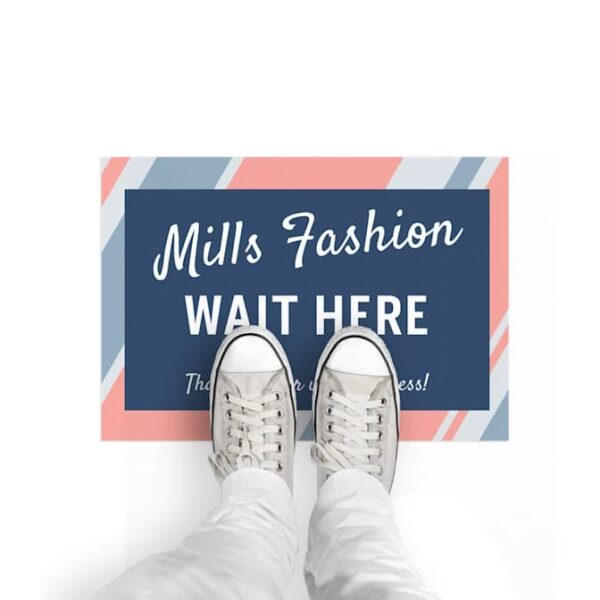 Floor decal sign company marketing.