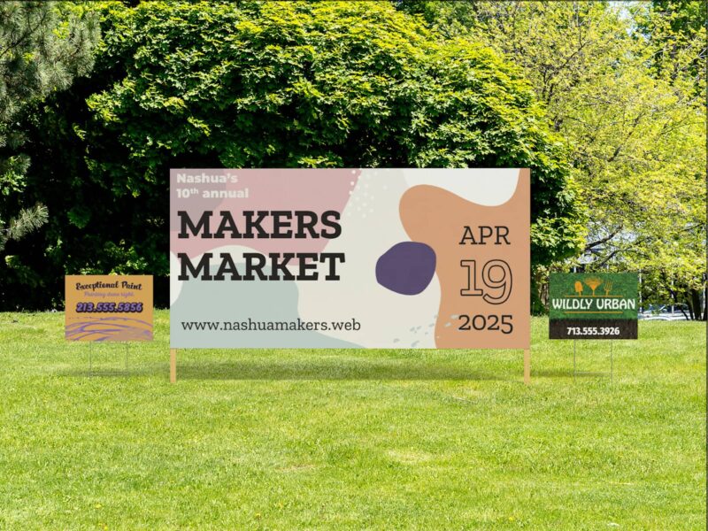 Yard sign advertising a local event types of signs.