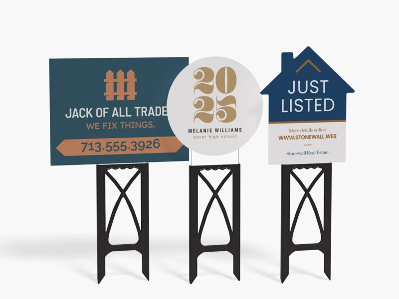 Yard signs as marketing signage.
