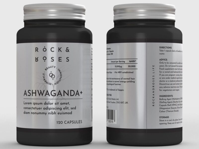Silve label added to glass packaging to create a pure steel look