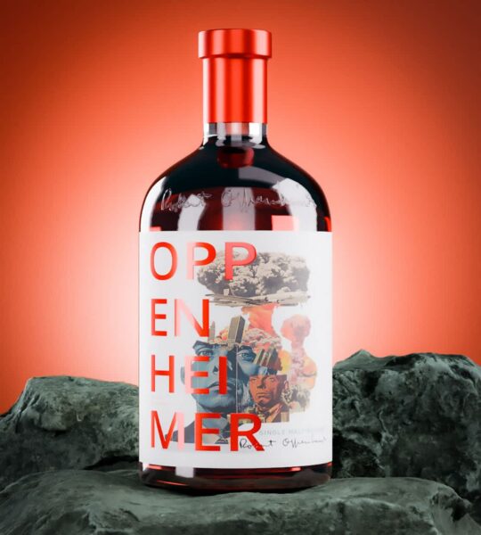 The Distorted Cut graphic design trend 2026 on a bottle label design