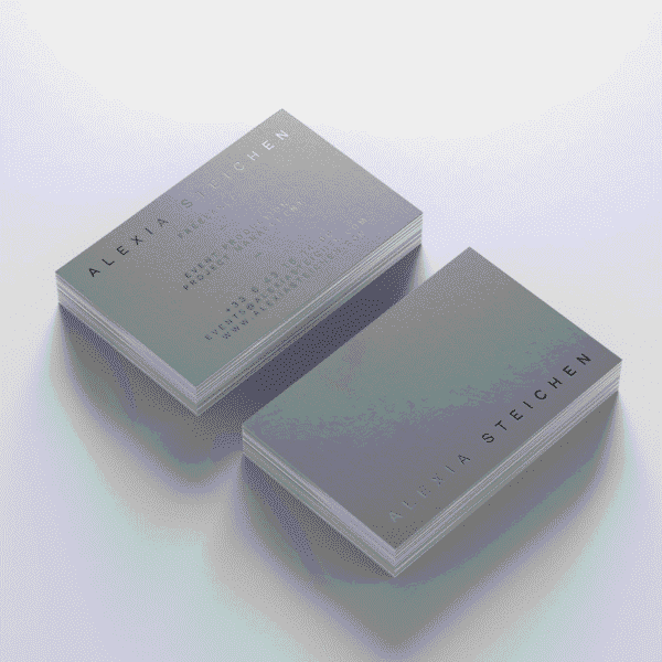 Silver finish on text for a shine on business card