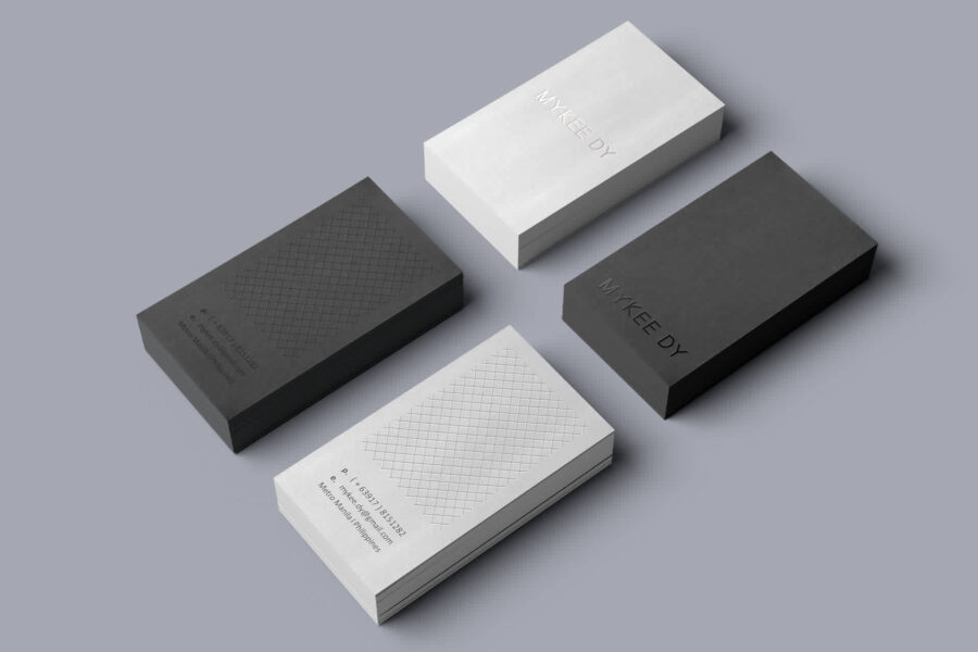Fine lines in a criss-cross pattern on a business card