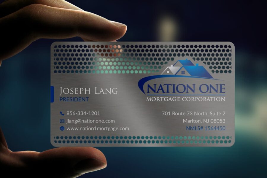 Metal card with cut out for transparent business card trends 2026