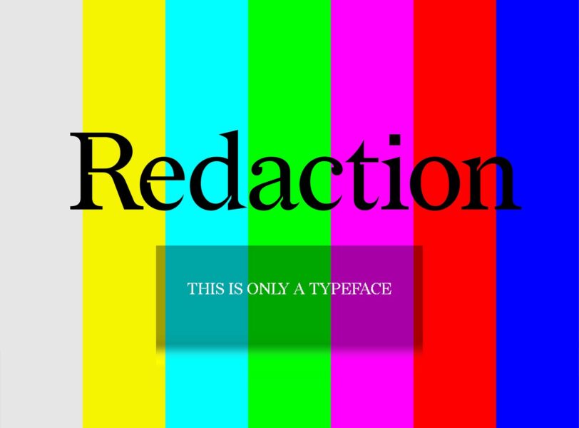 Redaction generative typeface on striped background