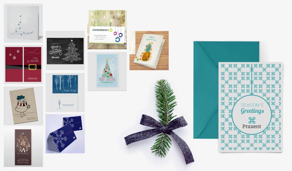 flatlay of variety of greeting cards for the holiday season