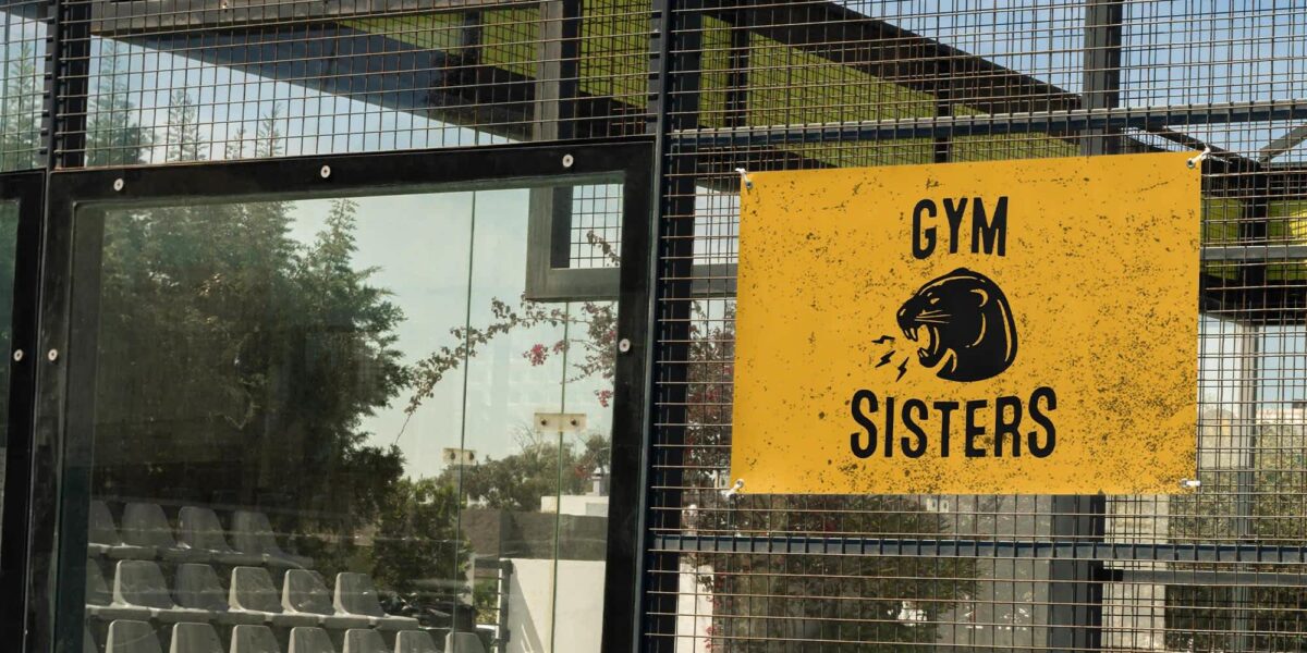 Sporty gym sign in tennis court