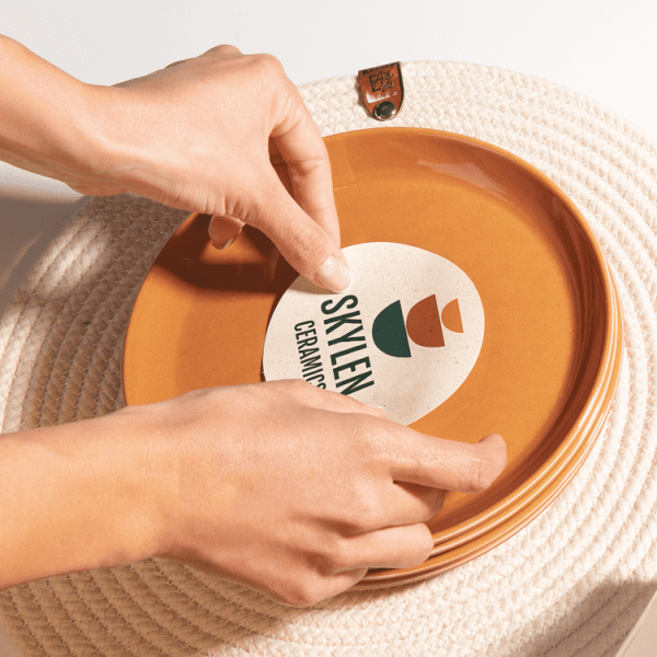 A custom sticker to add branding to each product
