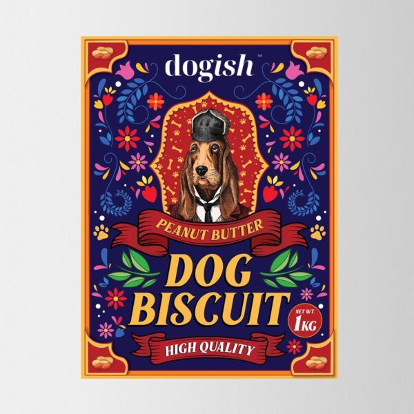 Elemental Folk graphic design trend 2026 used for dog biscuit tin packaging design