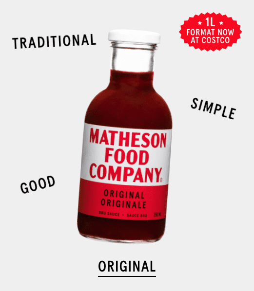 Matheson Food Company product packaging with retro type, bold colors and vintage poster style&mdash;an example of the Alt-History packaging trend 2026