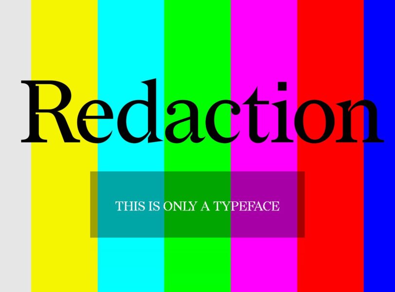 Redaction generative typeface on striped background