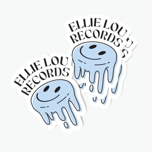 A record brand logo with a melting smiley face illustration branding, branding design examples