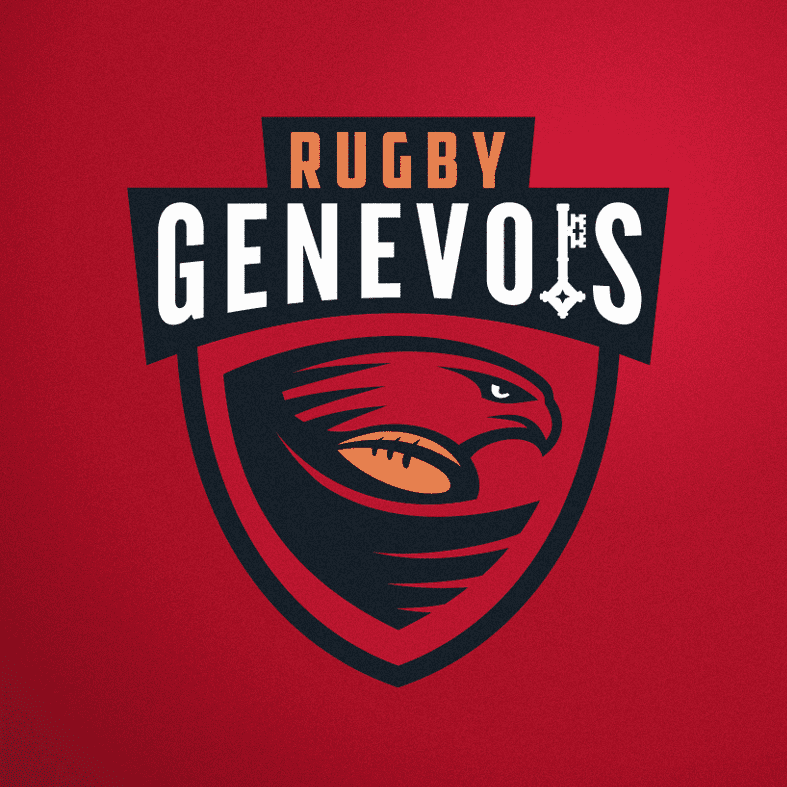 shield-shaped logo showing a falcon with a rugby ball in its wing