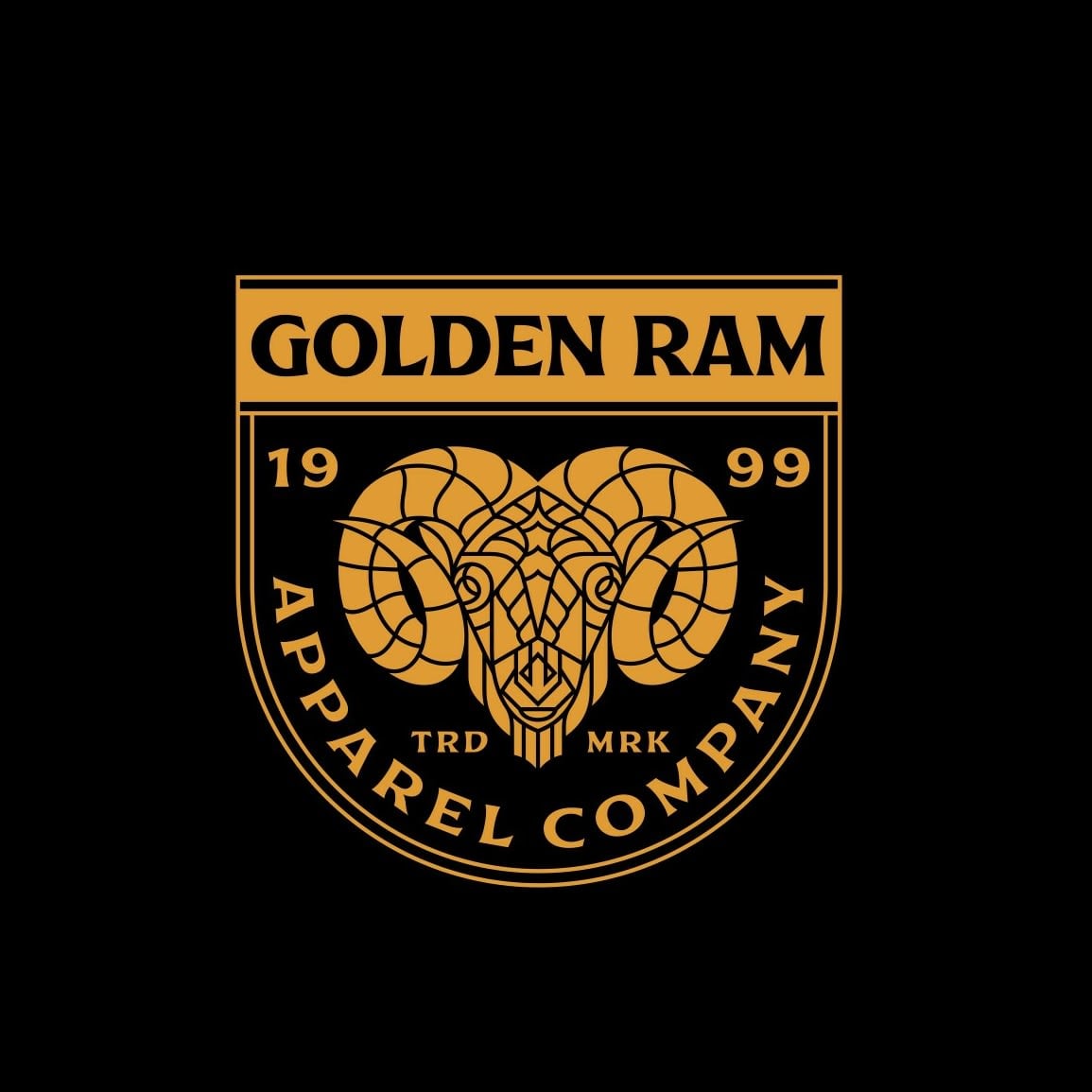 gold variations of a logo against a black background