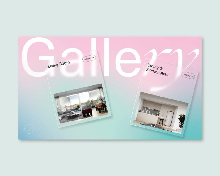 Design de site web selon la tendance de design Frosted Touch de 2026.