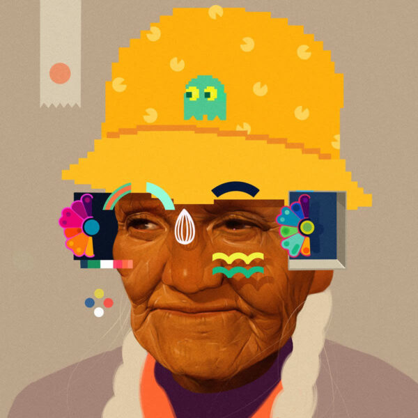 Un exemple de la tendance de design graphique Digi-Cute de 2026.