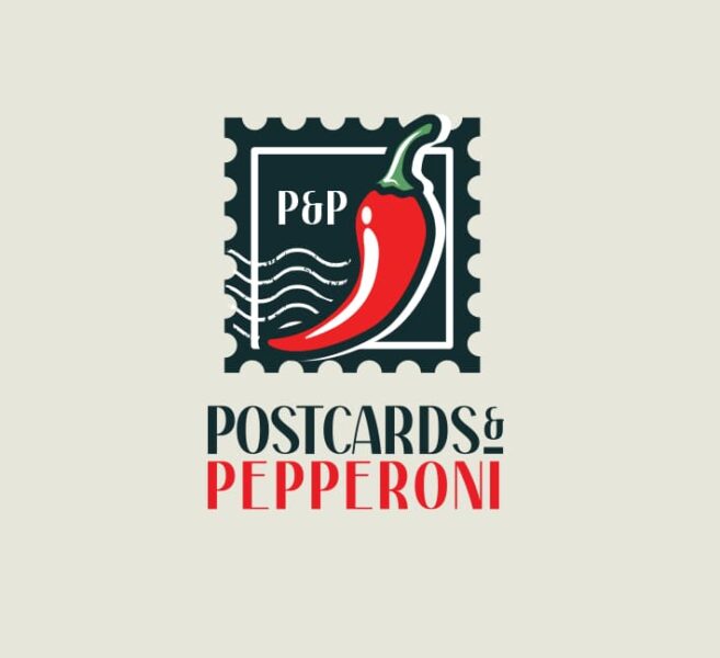 Design de logo en tampon repr&eacute;sentant un piment.