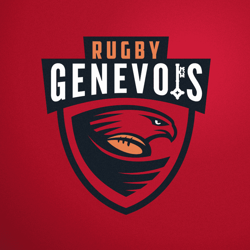 shield-shaped logo showing a falcon with a rugby ball in its wing